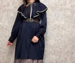 ケープ ひざ丈ワンピース