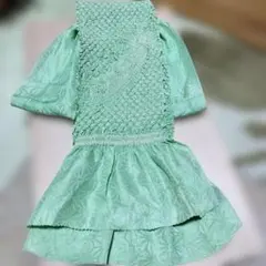 ★帯揚げ　緑色 中抜き 絞り