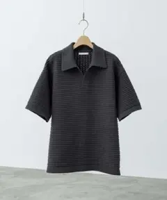 TUCK SKIPPER KNIT POLO　チャコール　S