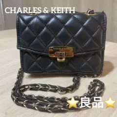 ⭐️良品⭐️CHARLES & KEITH⭐️ブラック⭐️キルティング⭐️ショルダーバッグ