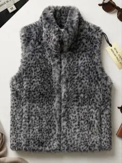 ZARA‼️キッズ‼️レオパード柄 フェイクファーベスト グレー