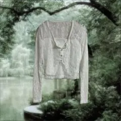 DAZY レース 長袖カットソー ホワイト ロンＴ キャミソール ヘンリーネック