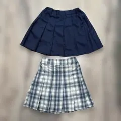 ネイビー・チェック柄プリーツスカート2点セット　女の子用　140cm