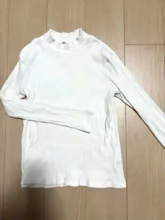【UNIQLO】リブ編みハイネックトップス ホワイト Lサイズ