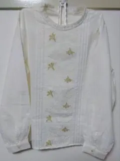 A.M.B 刺繍入りホワイト長袖ブラウス　白