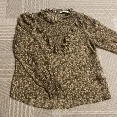 ZARA 花柄 フリル長袖ブラウス M