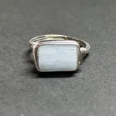 WR726 天然石 パワーストーン ワイヤーリング アクアマリン チューブ型