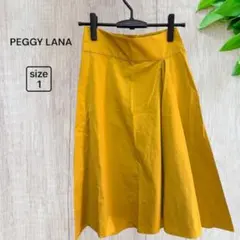 【PEGGY LANA】フレアスカート イエロー ミモレ丈 タック Aラインのサムネイル