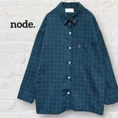node. チェック柄 長袖シャツ グリーン 緑 薄手 カジュアル ゆったり