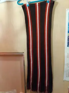 A.V.V HOMME ニットマフラー（ブラウン×レッド系）