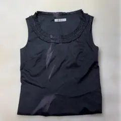 M-premier BLACK 日本製 フリルネック ノースリーブ 36