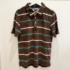 80s Ocean Pacific ポロシャツ ボーダー ブラウン パイル Lのサムネイル
