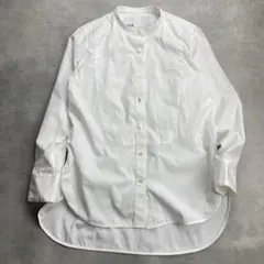 美品　ティッカ　TICCA ビブヨークシャツ　バンドカラー　コットン　ホワイトのサムネイル