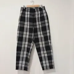 GU イージーパンツ ワイド　チェック柄 ブラック 白黒　L メンズ