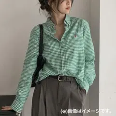 極美品✨️ラルフローレン 長袖 チェック柄 シャツ ポニー刺繍 グリーン 人気