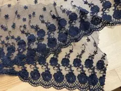 黒の花柄刺繍レース生地