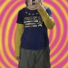 ✩.*˚ y2k ボーダー 長袖 カットソー 黄色 ⋆˙⟡