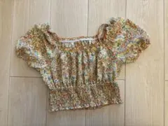 【美品】GU ジーユー　シャーリングプリントブラウス