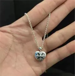 ◆ハート クロス ネックレスチェーン55cmシルバー925製ペンダント
