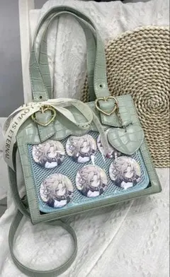 ミントグリーン　痛バック　クロコダイル風 ショルダーバッグ