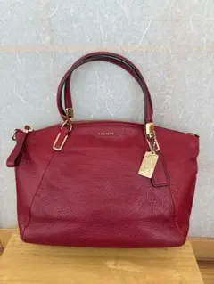 美品】 COACH ザ・ボロー 2WAY レザーバッグ ボルドー ターンロック 