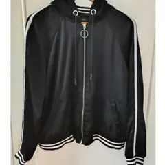 ZARA フード付きサテンジャケット Lサイズ ブラック