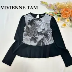 ヴィヴィアンタム 水墨画　花柄プリント ペプラムカットソー 1 日本製ボタニカルのサムネイル