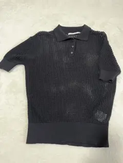 YEVS ☆メッシュ編みポロニット☆半袖 黒のサムネイル