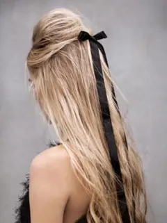 スーパーロング フリルたらりん ヘアクリップ 髪飾り ブラック