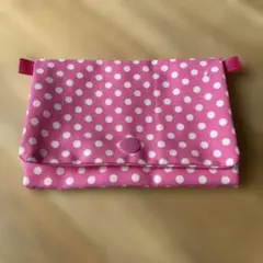 移動ポケット ピンク 水玉模様 ティッシュケース 女の子 ハンドメイド