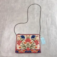 【未使用タグ付き】花柄ショルダーバッグ ビーズ刺繍 カジュアル リゾート 式典