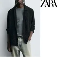 送料無料 新品 ZARA チェック柄テクスチャー入りシャツ USサイズM