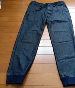 メンズ ダークブルー デニムパンツ ウエストゴム