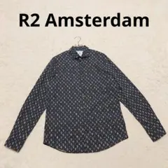 R2 Amsterdam 総柄長袖シャツ ネイビー カジュアル 個性的 ラケット