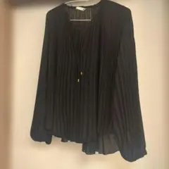 ZARAポリエステルシフォンプリーツブラウス 黒 Mサイズ