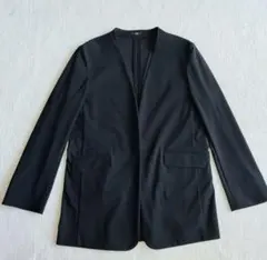 極美品　PLST　2024 ハイストレッチトリコットカラーレスジャケット　黒　L