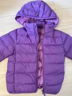 紫色 フード付き中綿ダウンコート 130サイズ