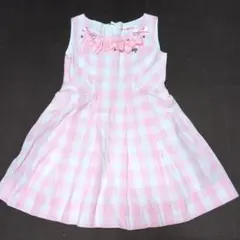 120★メゾピアノ★リボン＆アクセ付き！チェック柄ワンピース★