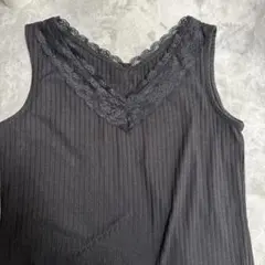ブラックリブタンクトップ レース付き