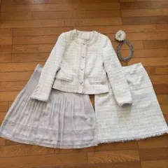 美品】LESTERS レステラ レナウン ツイード ノーカラーセットアップ 