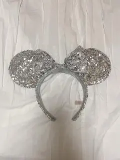 シルバー スパンコール ミニー耳カチューシャ