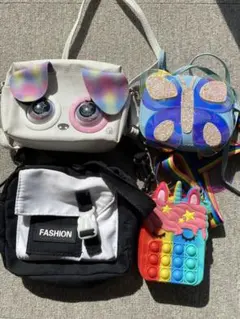 X5140パースペッツ　レインボー ホワイト カラフルなボディバッグ 4点セット