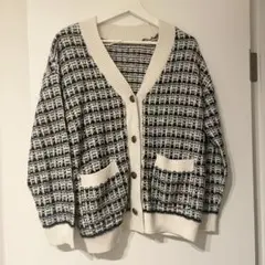 GU オーバーサイズ カーディガン ツイード チェック 韓国 オフィスカジュアル