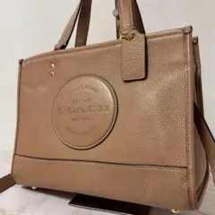 コーチ　デンプシー　トート22　ショルダーバッグ　2way　ベージュ レザー