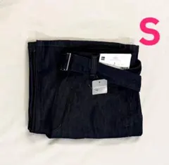 新品タグ付きGUライトデニムベルテッドワイドパンツSサイズ　ネイビー　ジーユー