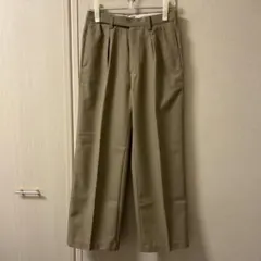 【美品】ユニクロU ウールブレンドタックパンツ　カーキ　64