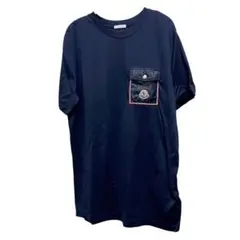 未使用級 MONCLER ネイビー Tシャツ ポケット付き ロゴ