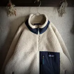 patagonia レトロX ボアフリースジャケット ベージュ×紺 人気モデル