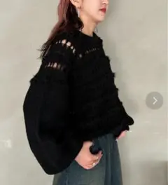 JEANASIS 透かし編みボリュームスリーブニット