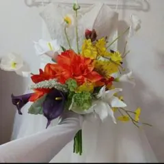 土日価格　ブライダルブーケ　クラッチブーケ　アーティシャルフラワーブーケ